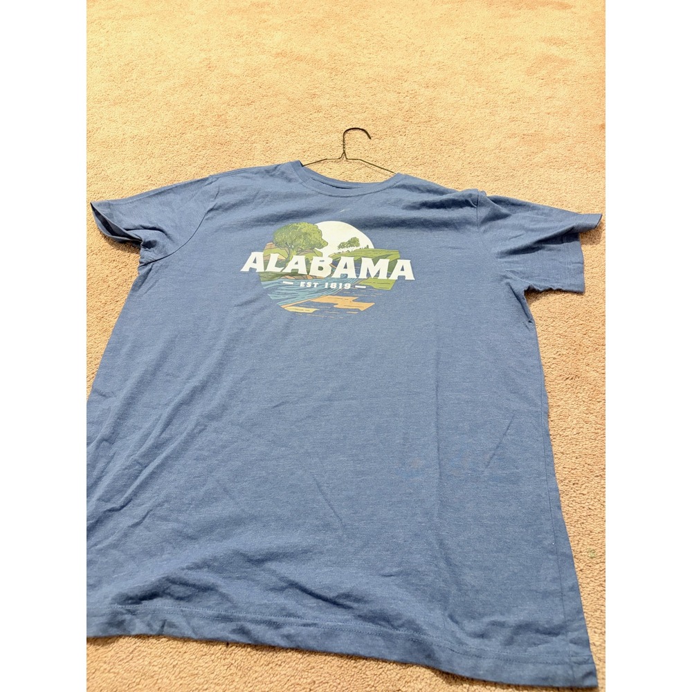 State of Mine Alabama Est 1819 Graphic T-Shirt Mens Large Blue Heathered Tee